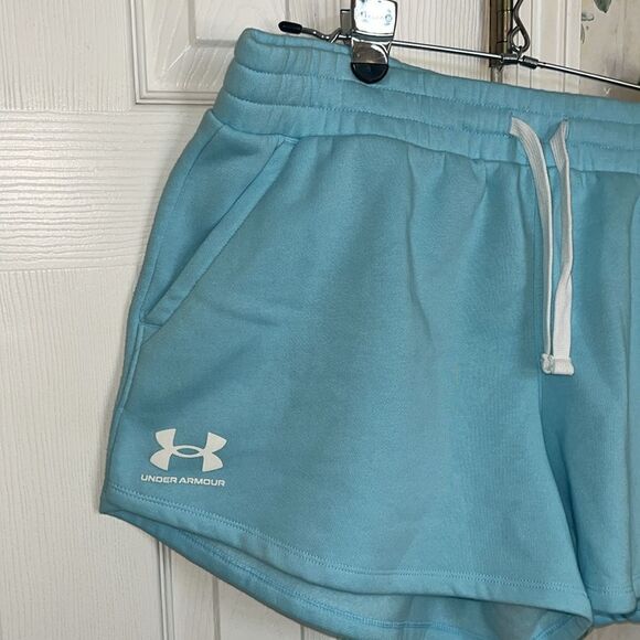 Under Armour Baby Blue Cotton Blend Loose Elastic PullOn Shorts w/ Drawstring-XL - Picture 3 of 12